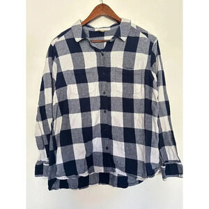 Women's Woolrich Blue White Plaid Button Down 2X Flannel XXL